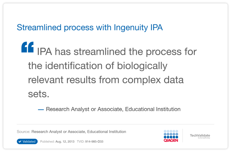 Streamlined process with Ingenuity IPA