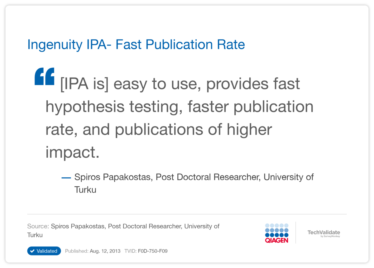 Ingenuity IPA- Fast Publication Rate
