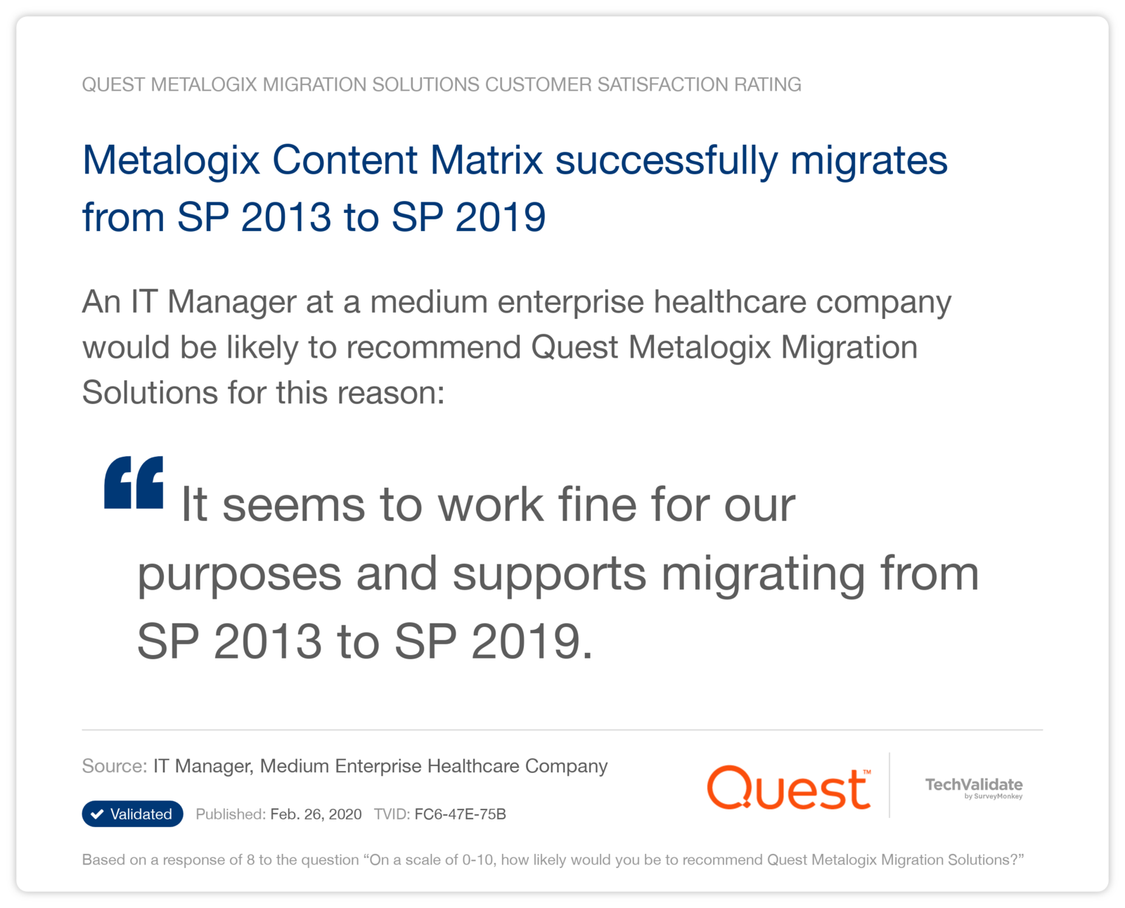 Metalogix Content Matrix successfully migrates from SP 2013 to SP 2019