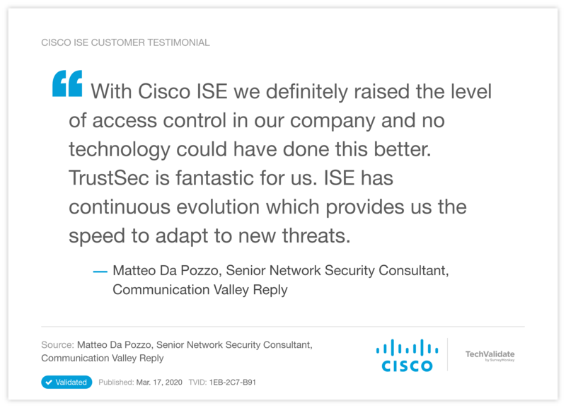 Cisco ISE Customer Testimonial