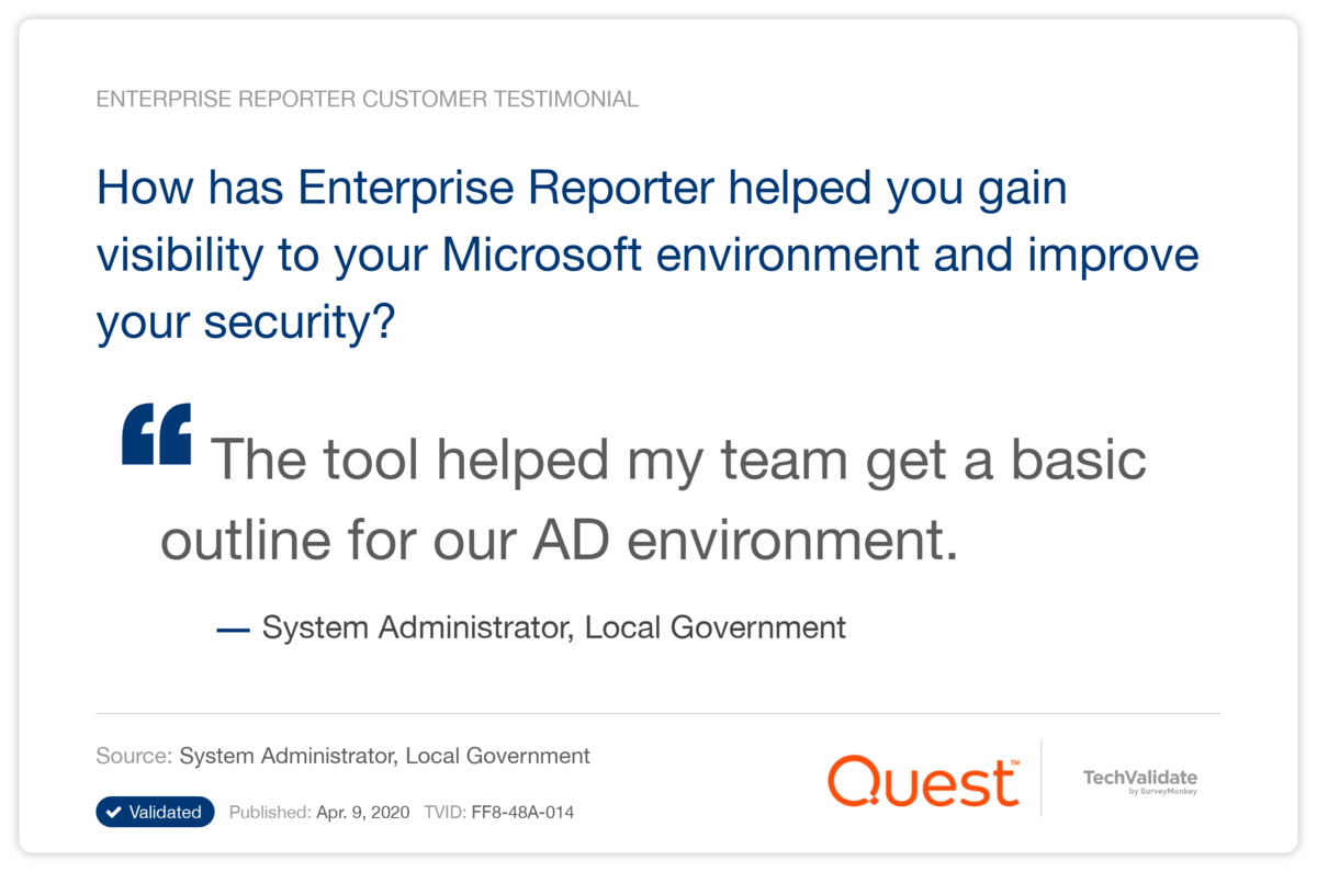 How has Enterprise Reporter helped you gain visibility to your Microsoft environment and improve your security?