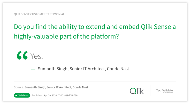 Do you find the ability to extend and embed Qlik Sense a highly-valuable part of the platform?