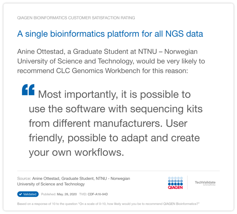 A single bioinformatics platform for all NGS data