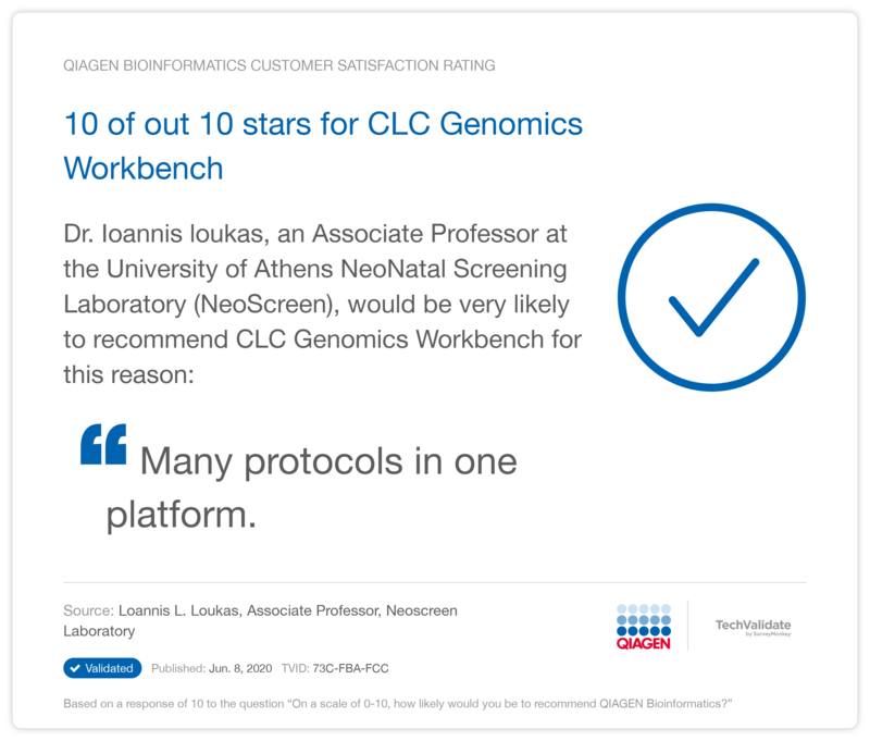 10 of out 10 stars for CLC Genomics Workbench