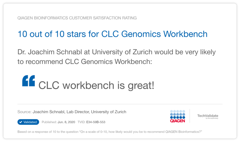10 out of 10 stars for CLC Genomics Workbench