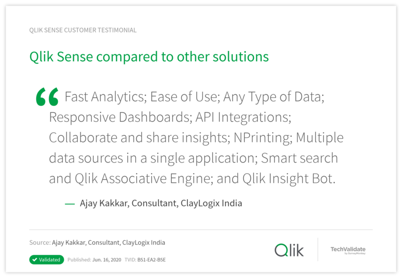 Qlik Sense compared to other solutions
