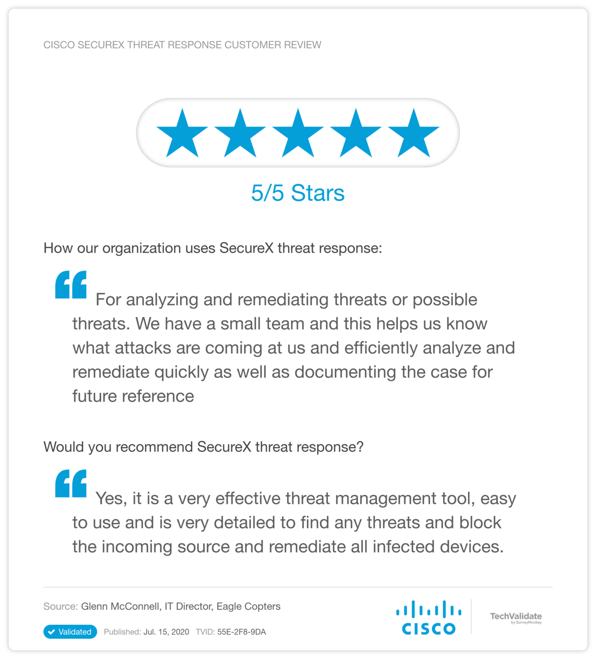 Cisco SecureX threat response Customer Review