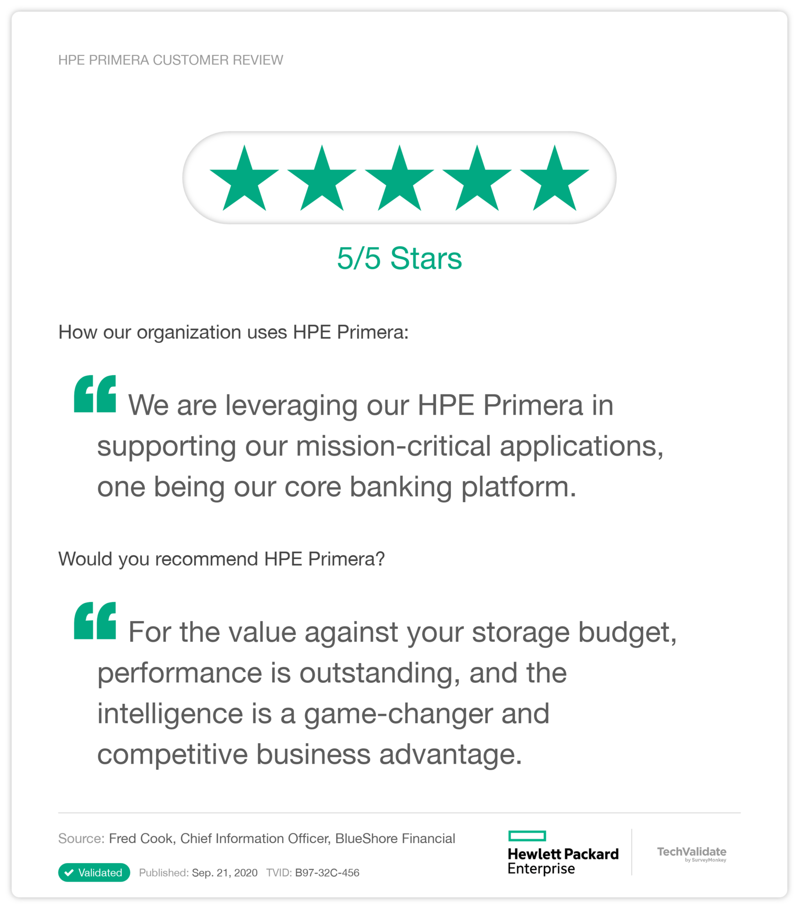 HPE Primera Customer Review