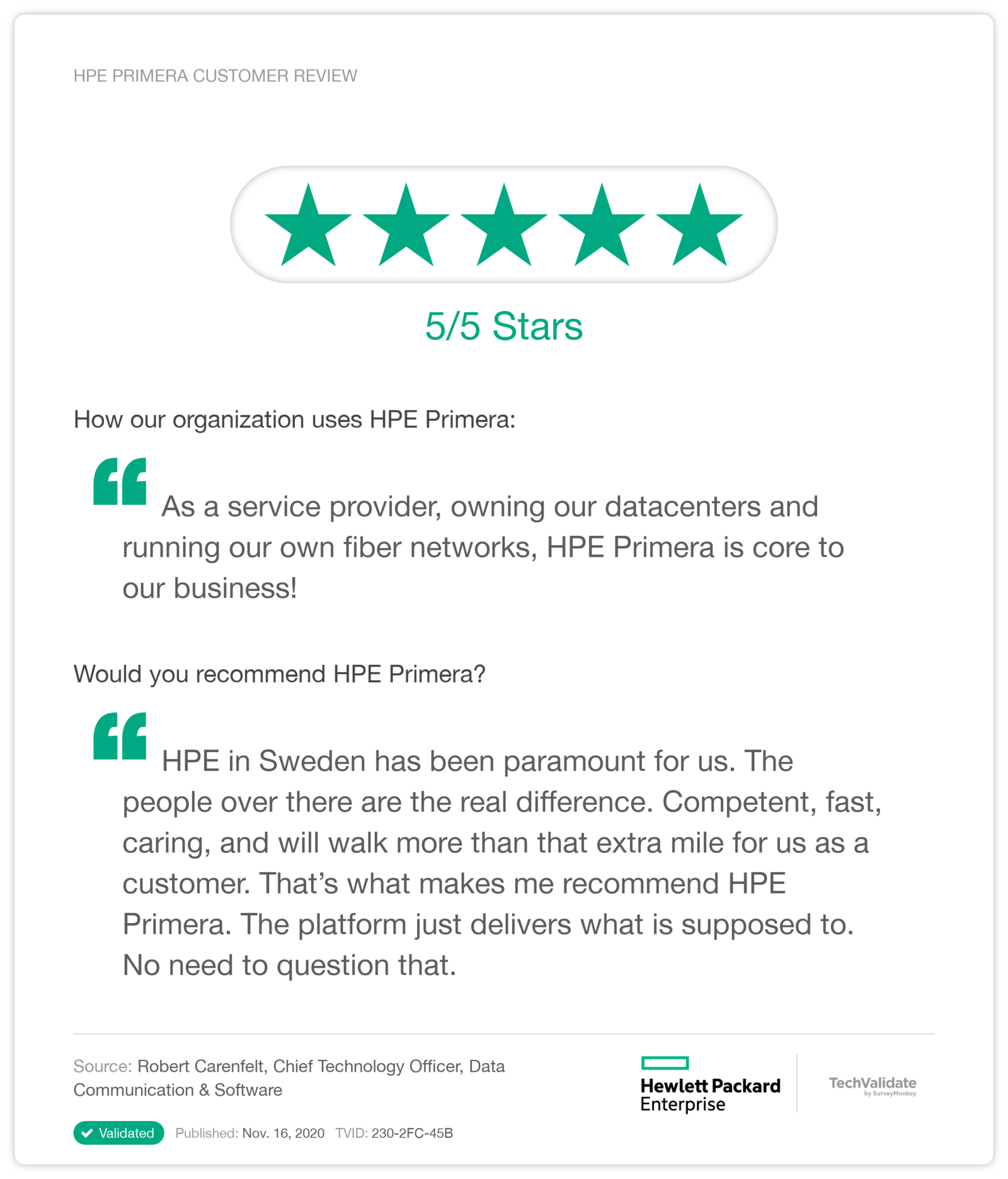 HPE Primera Customer Review