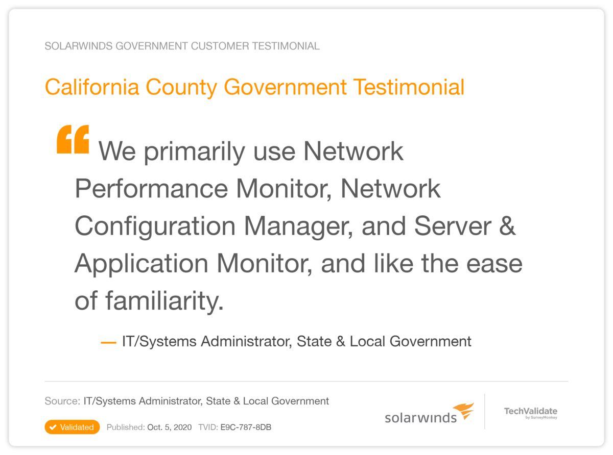 California County Government Testimonial