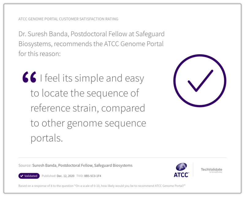ATCC Genome Portal Customer Satisfaction Rating