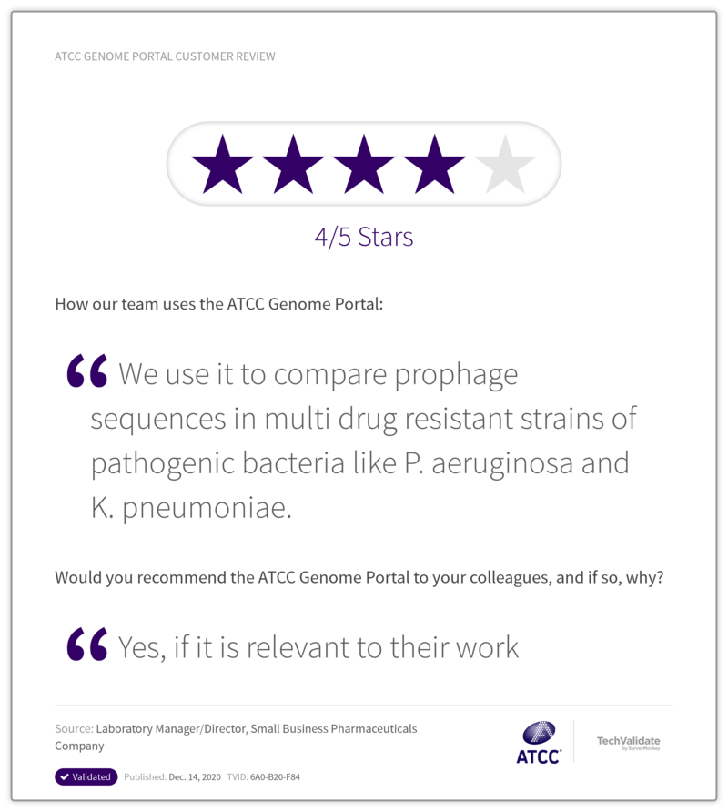 ATCC Genome Portal Customer Review