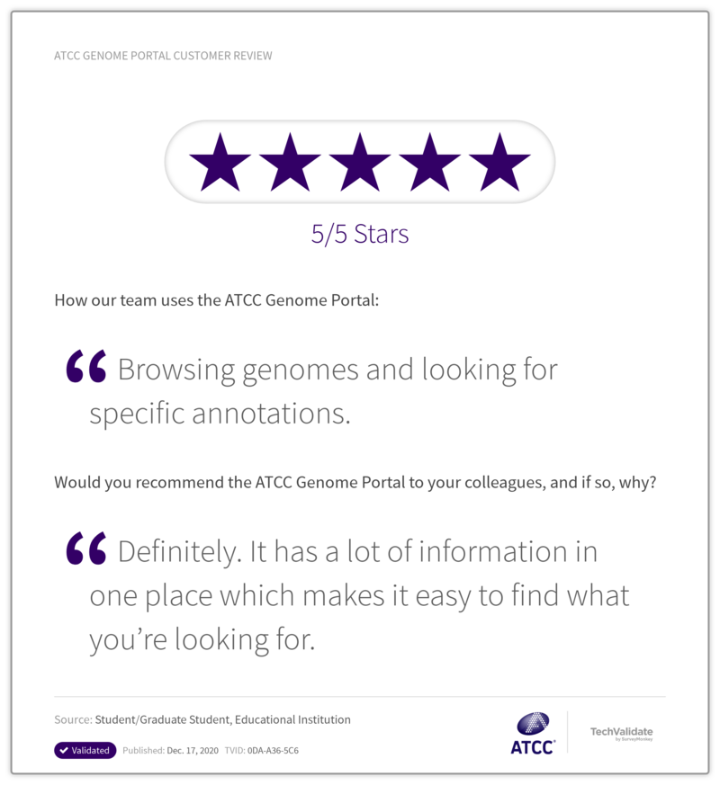 ATCC Genome Portal Customer Review