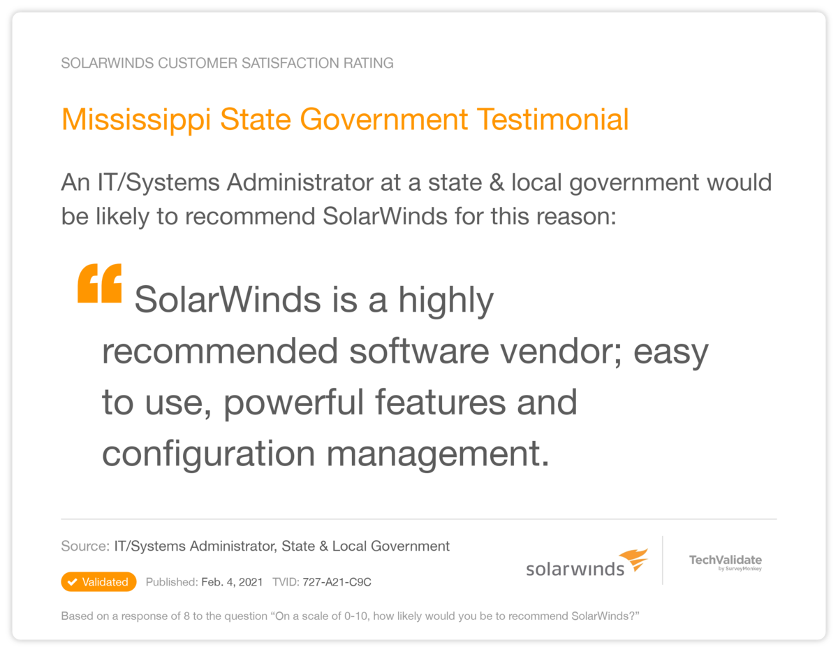 Mississippi State Government Testimonial