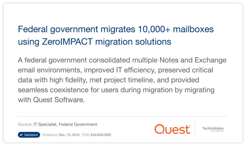 Federal government migrates 10,000+ mailboxes using ZeroIMPACT migration solutions