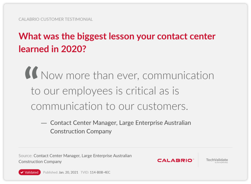 What was the biggest lesson your contact center learned in 2020?