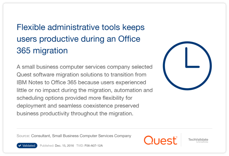 Flexible administrative tools keeps users productive during an Office 365 migration