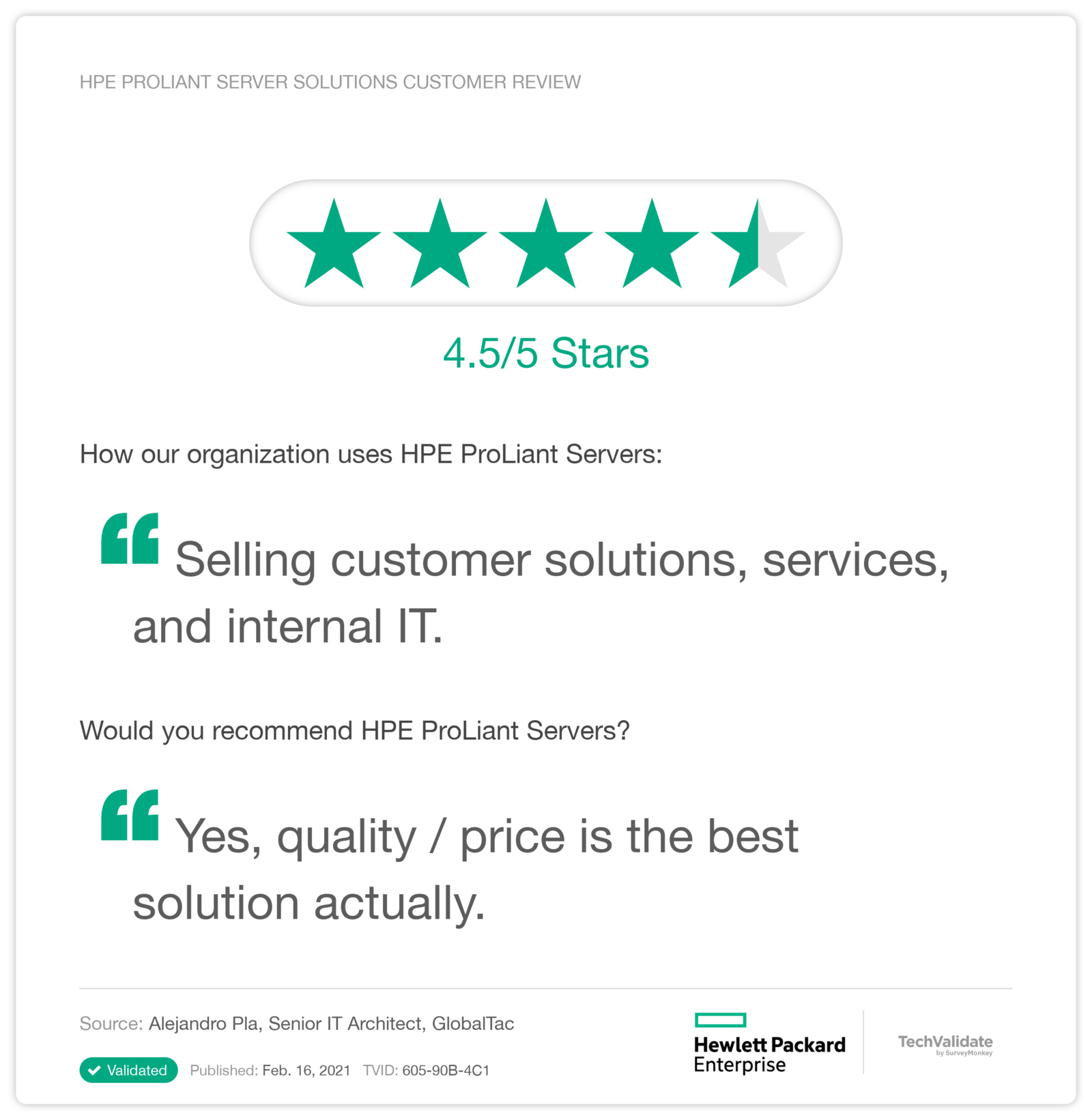 HPE ProLiant Server solutions Customer Review