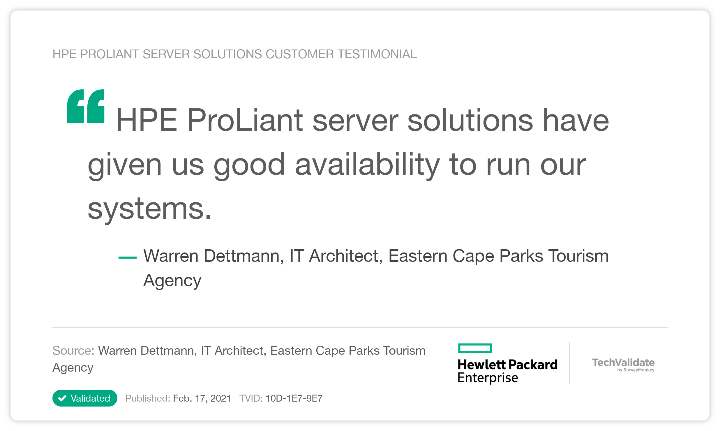 HPE ProLiant Server solutions Customer Testimonial
