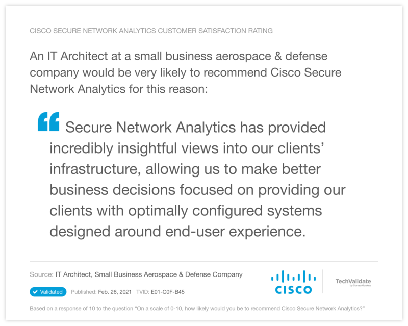 Cisco Secure Network Analytics Customer Satisfaction Rating