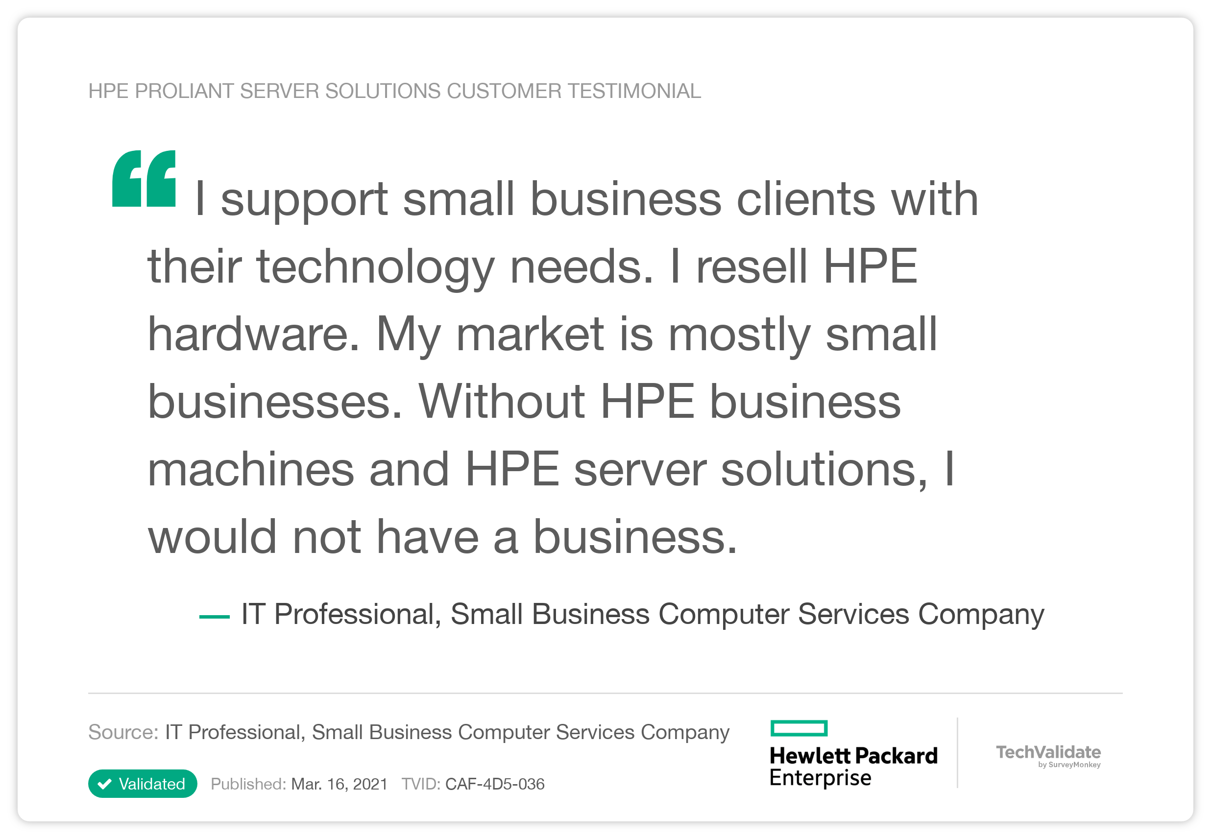 HPE ProLiant Server solutions Customer Testimonial