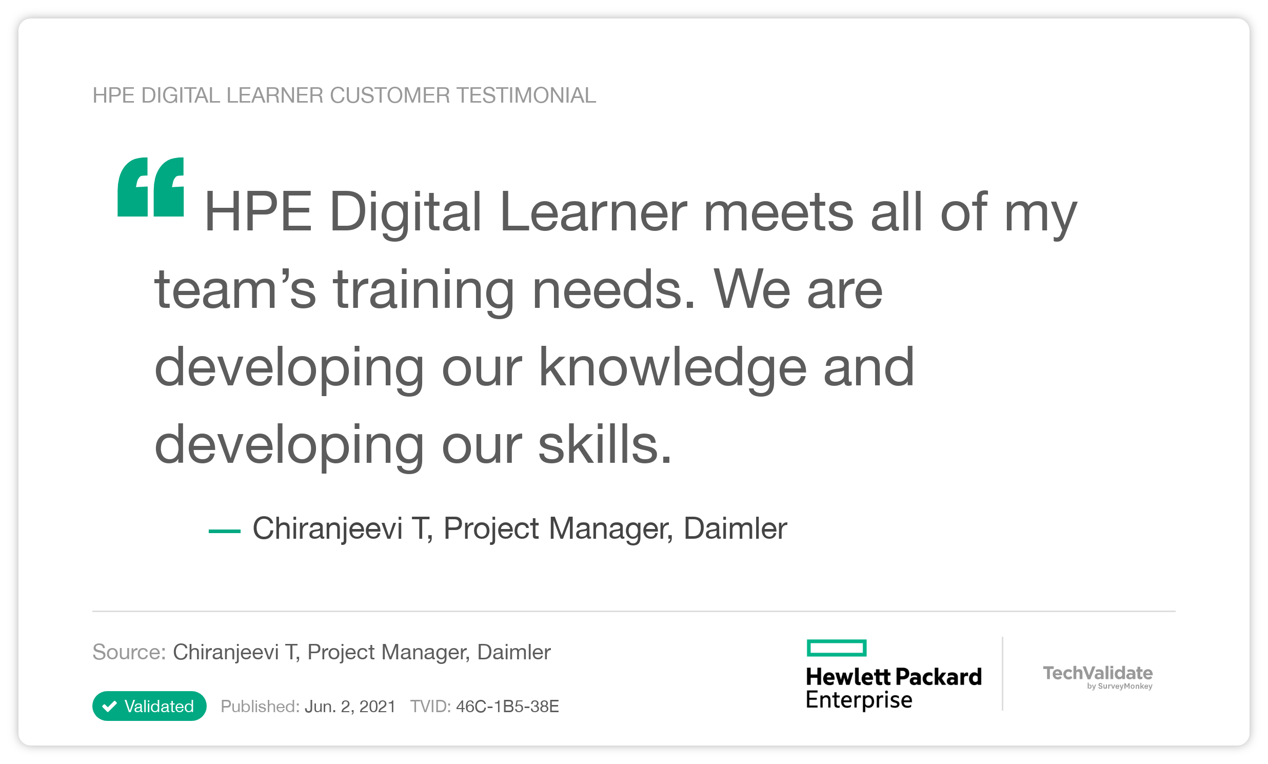 HPE Digital Learner Customer Testimonial