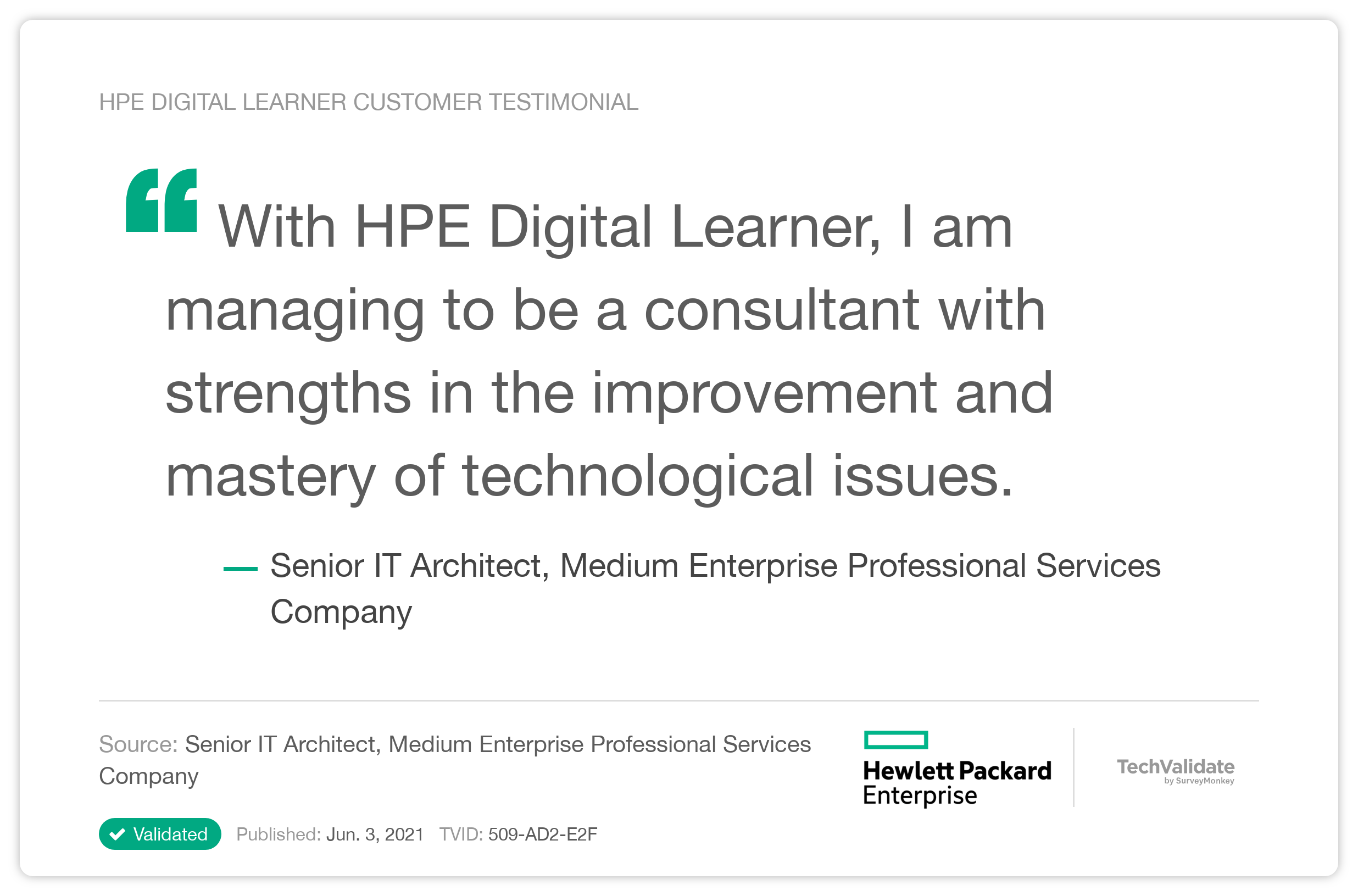 HPE Digital Learner Customer Testimonial