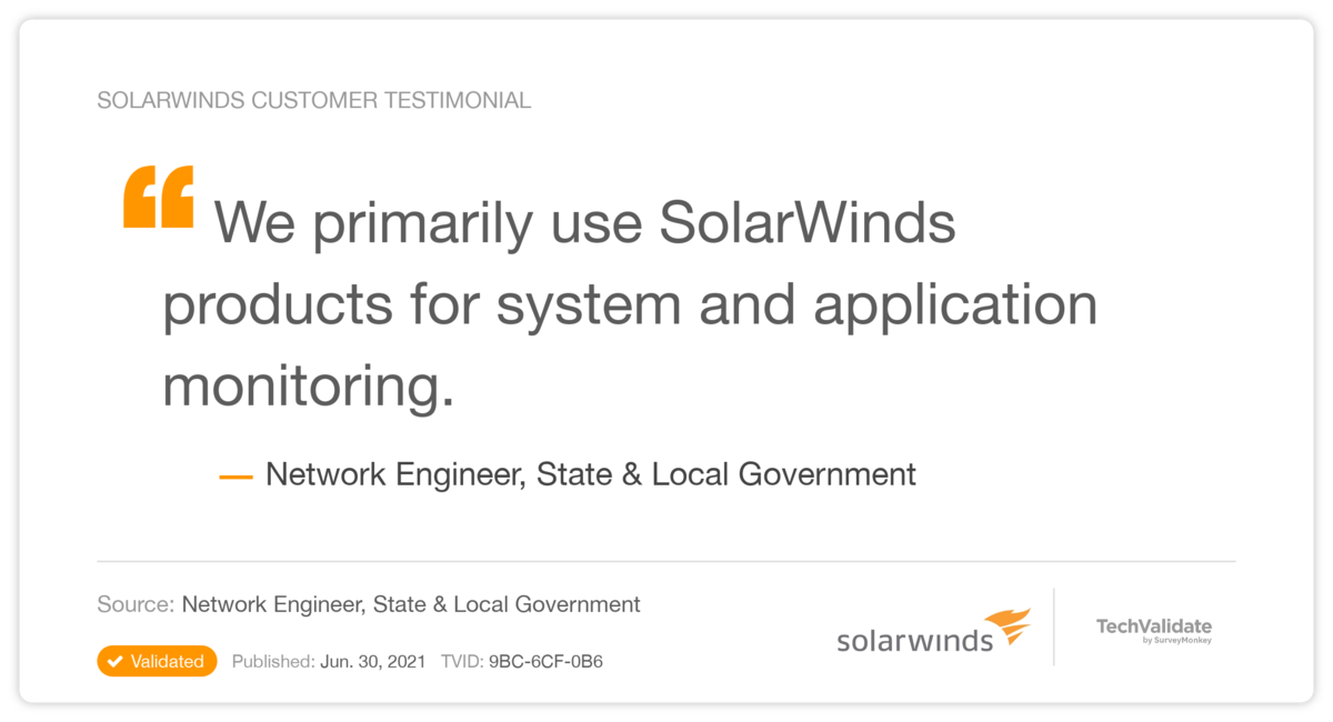 SolarWinds Customer Testimonial