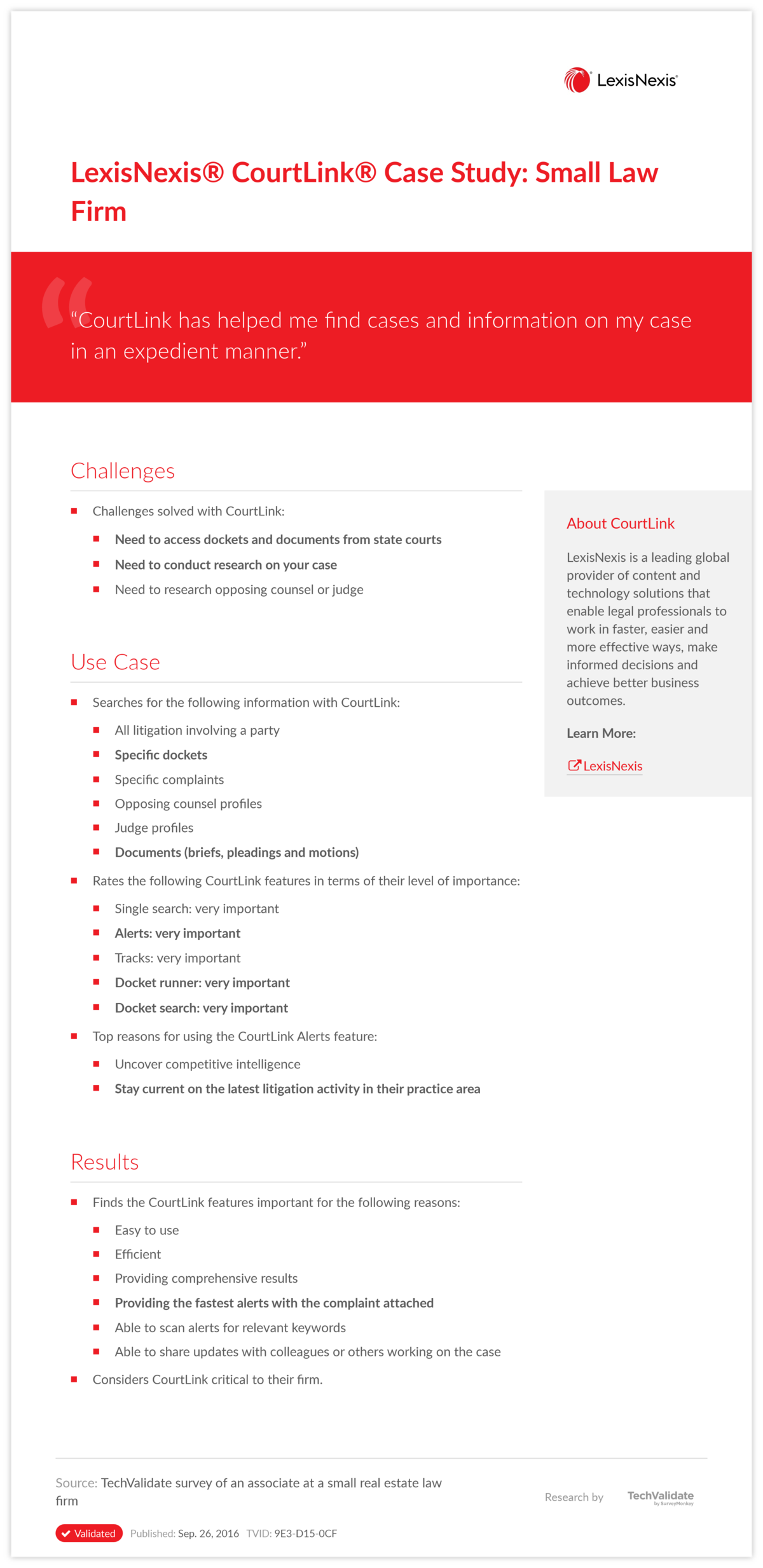 LexisNexis® CourtLink® Case Study: Small Law Firm