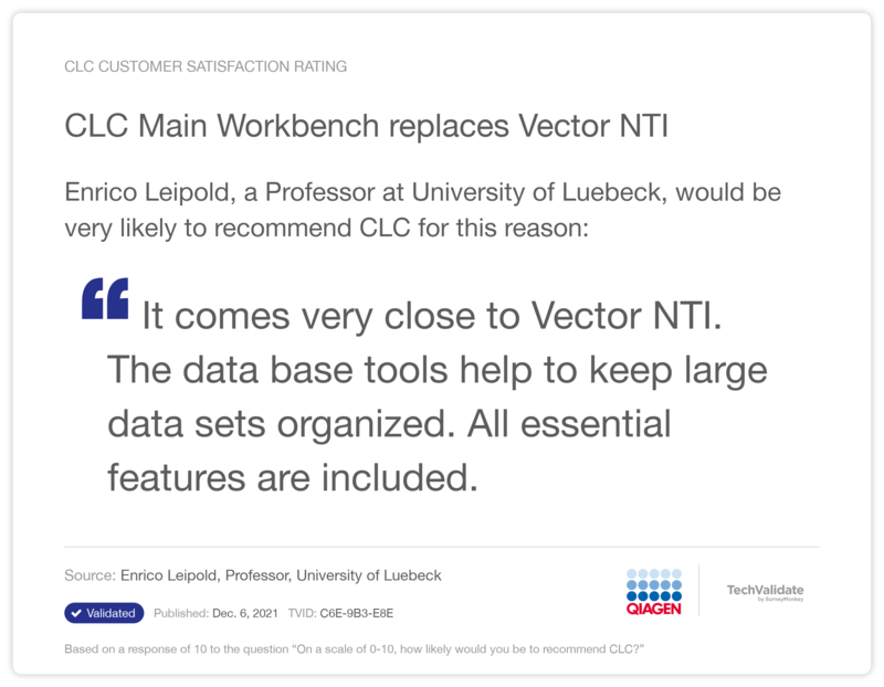 CLC Main Workbench replaces Vector NTI