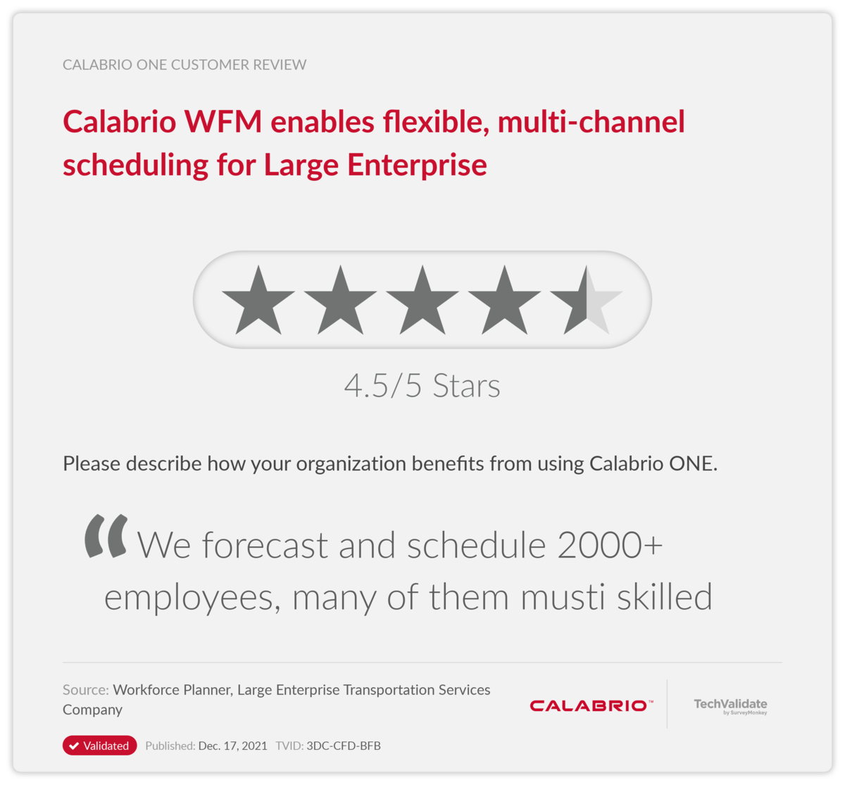 Calabrio WFM enables flexible, multi-channel scheduling for Large Enterprise