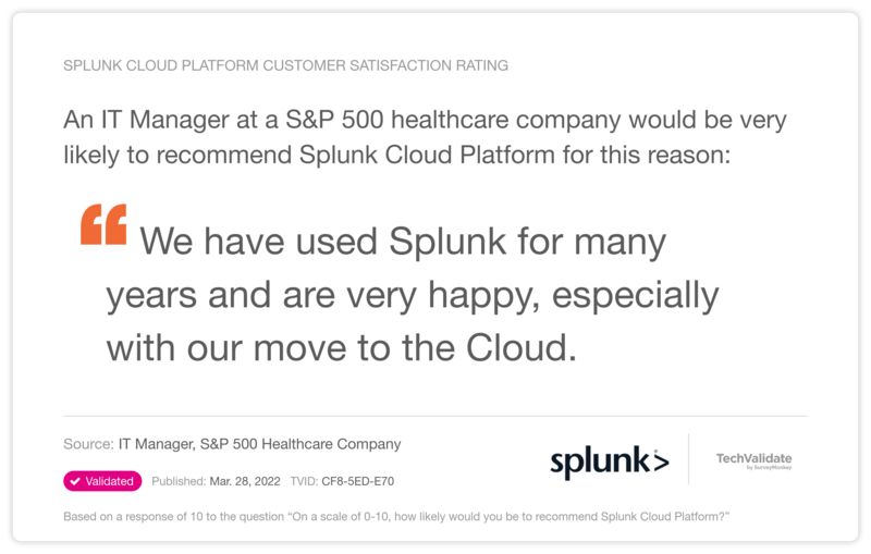 Splunk Cloud Platform Customer Satisfaction Rating