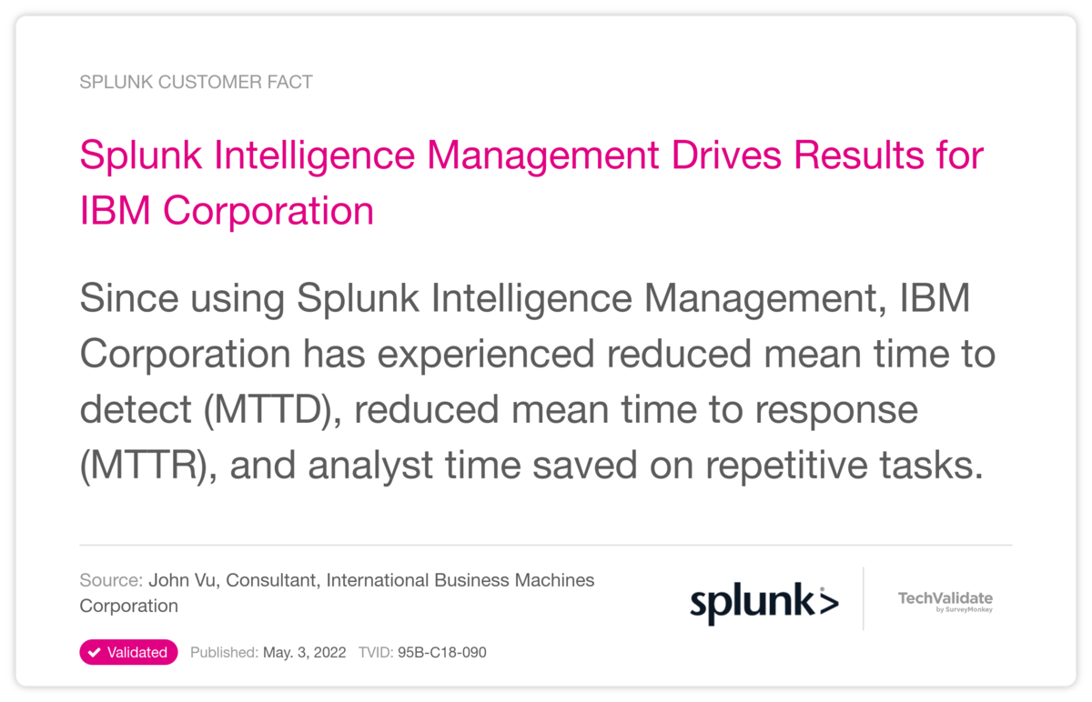 Splunk Intelligence Management Drives Results for IBM Corporation