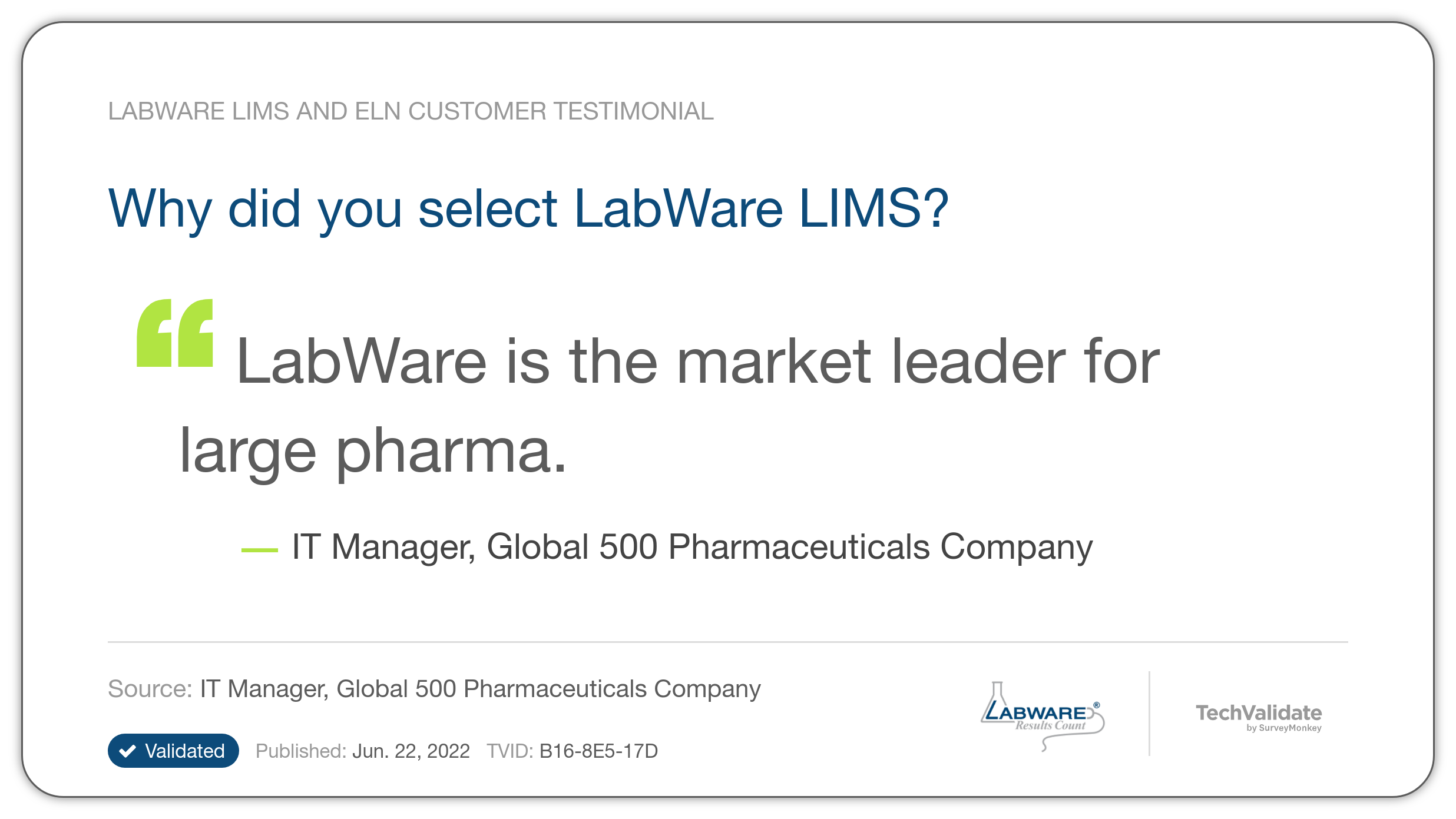 Why did you select LabWare LIMS?