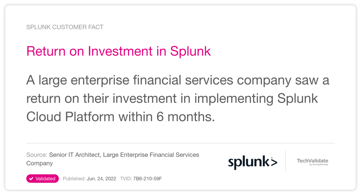 Return on Investment in Splunk