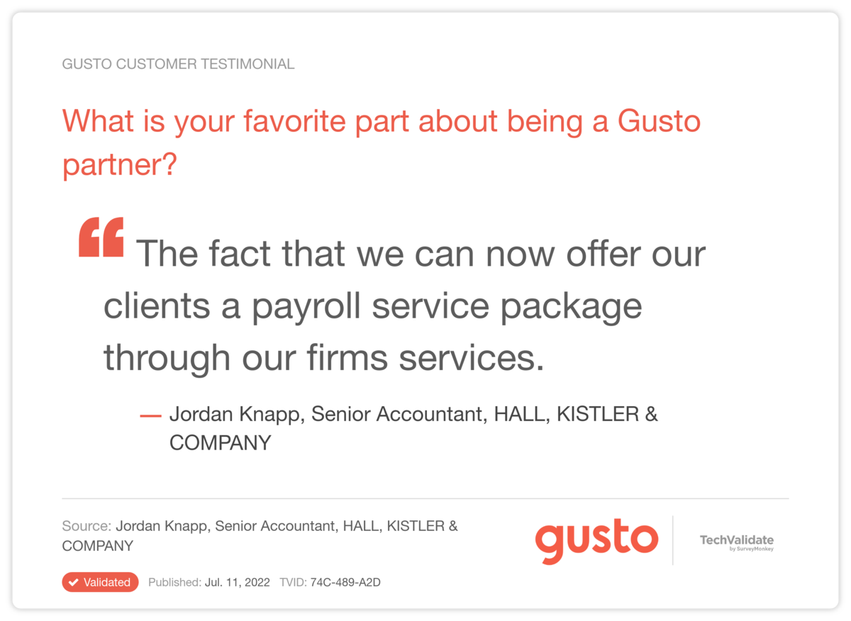What is your favorite part about being a Gusto partner?