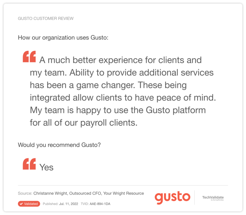 Gusto Customer Review
