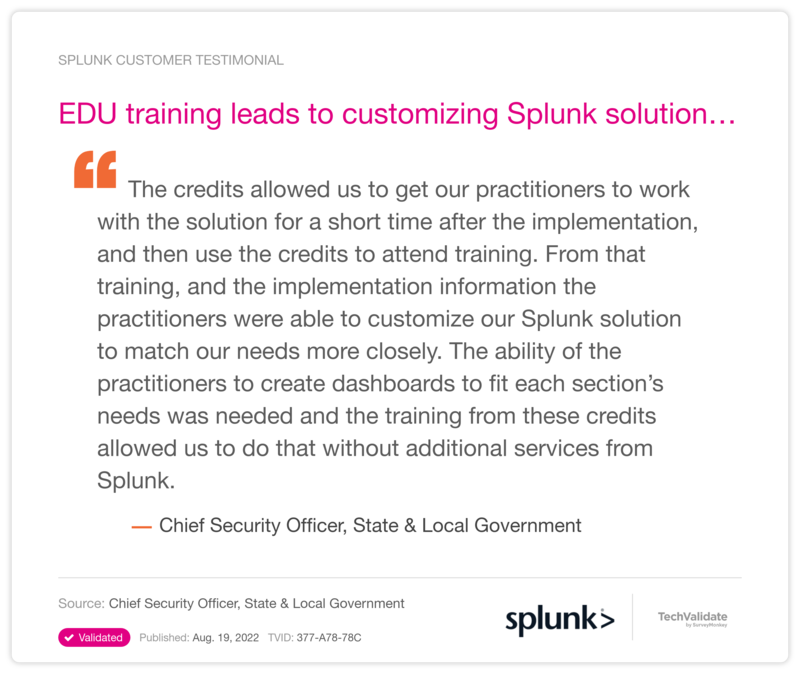 EDU training leads to customizing Splunk solution...