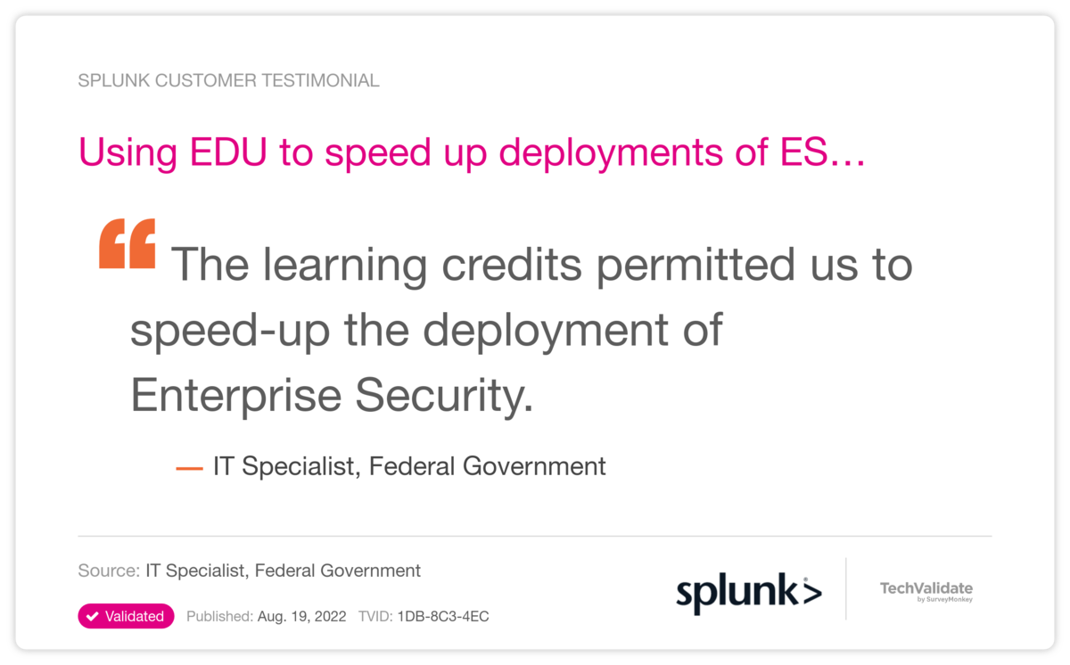 Using EDU to speed up deployments of ES...