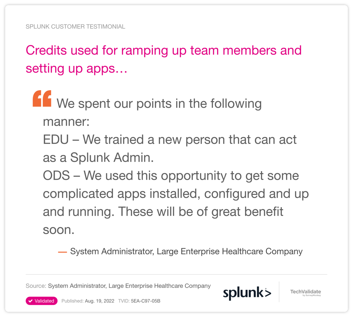 Credits used for ramping up team members and setting up apps...