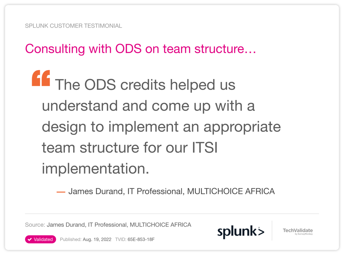 Consulting with ODS on team structure...