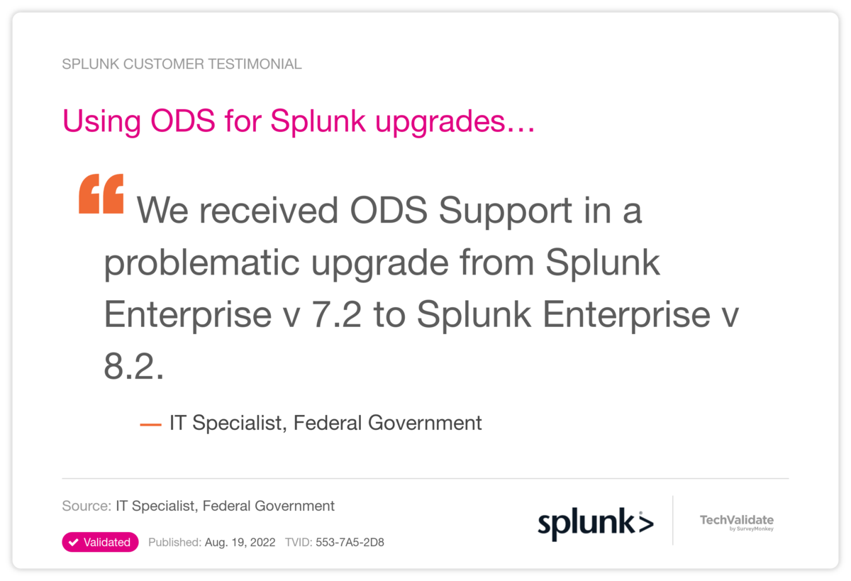 Using ODS for Splunk upgrades...