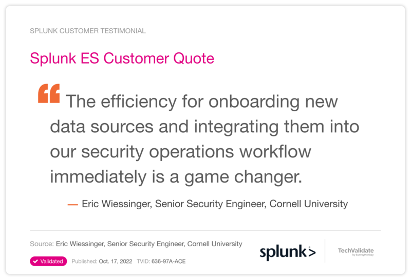 Splunk ES Customer Quote