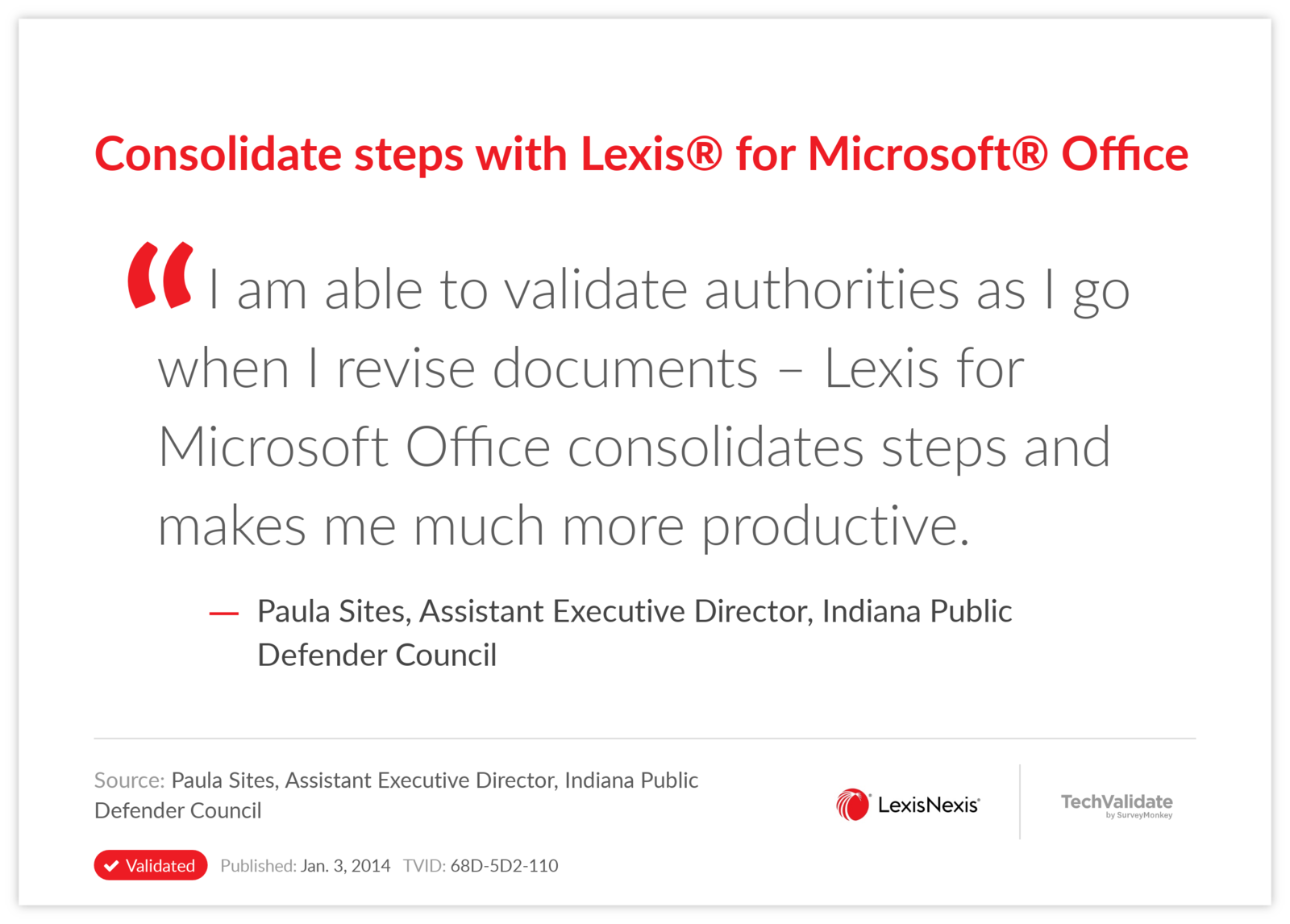 Consolidate steps with Lexis® for Microsoft® Office