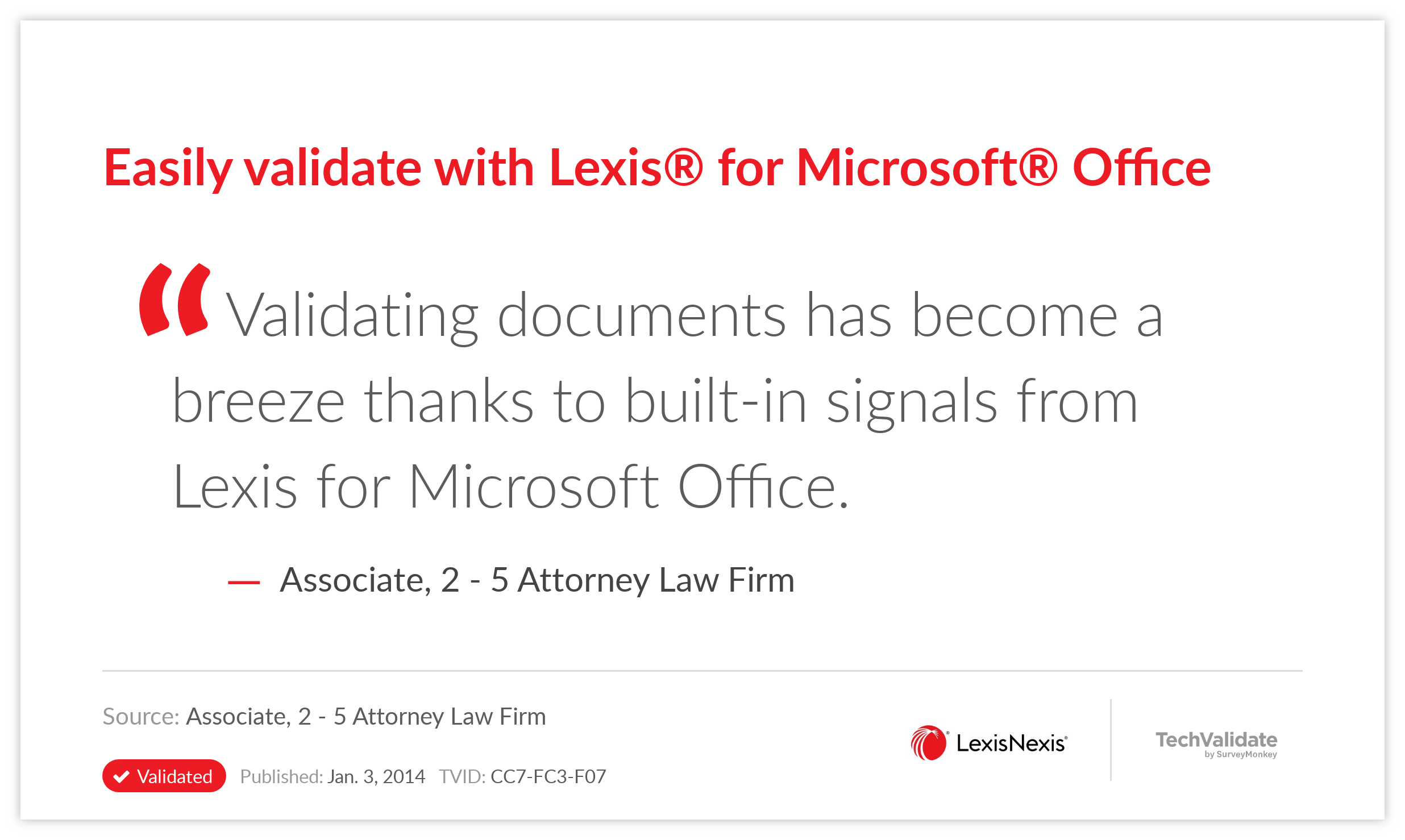 Easily validate with Lexis® for Microsoft® Office