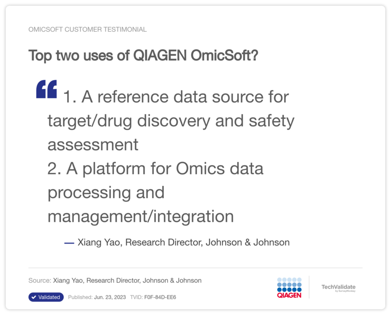 Top two uses of QIAGEN OmicSoft?