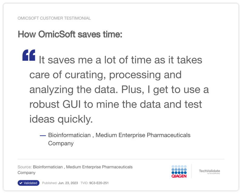 How OmicSoft saves time: