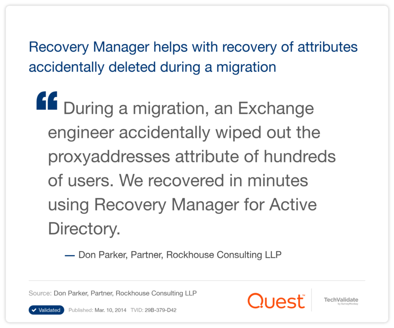 Recovery Manager helps with recovery of attributes accidentally deleted during a migration