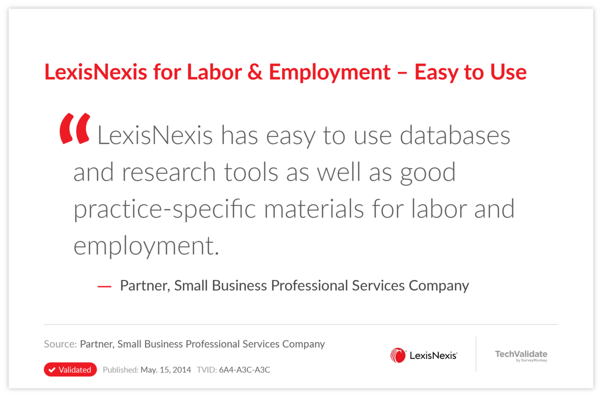 LexisNexis for  Labor & Employment-Easy to Use