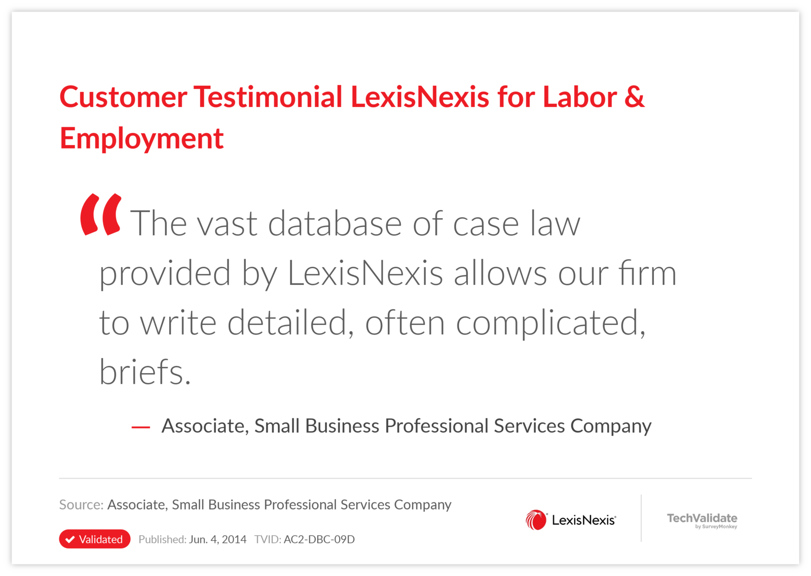 Customer Testimonial LexisNexis for Labor & Employment